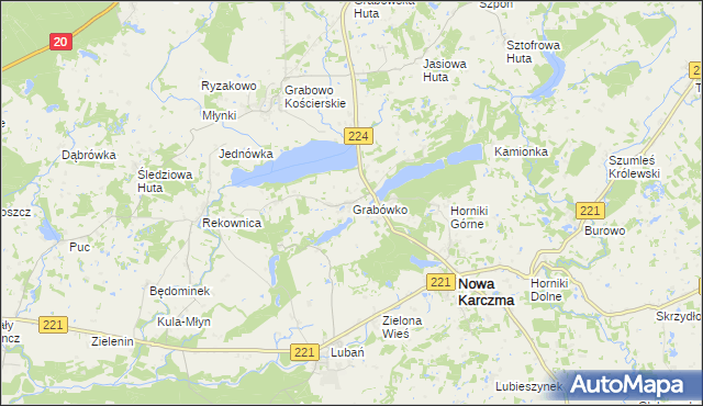 mapa Grabówko gmina Nowa Karczma, Grabówko gmina Nowa Karczma na mapie Targeo