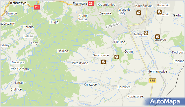 mapa Grochowce, Grochowce na mapie Targeo