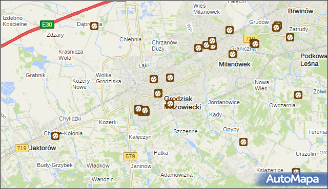 mapa Grodzisk Mazowiecki, Grodzisk Mazowiecki na mapie Targeo