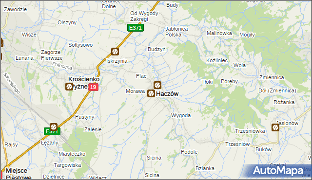 mapa Haczów, Haczów na mapie Targeo