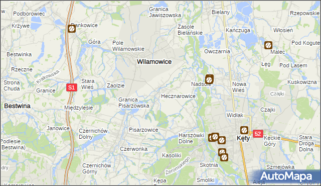 mapa Hecznarowice, Hecznarowice na mapie Targeo