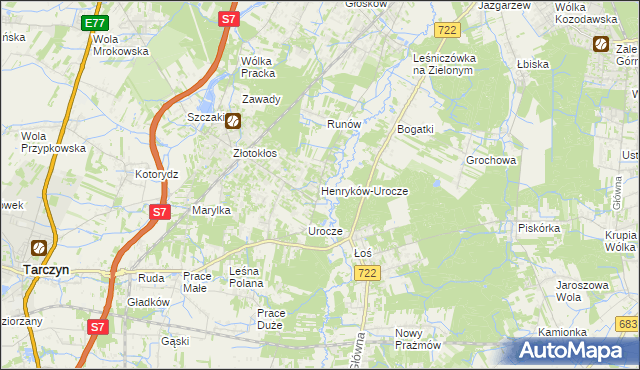 mapa Henryków-Urocze, Henryków-Urocze na mapie Targeo