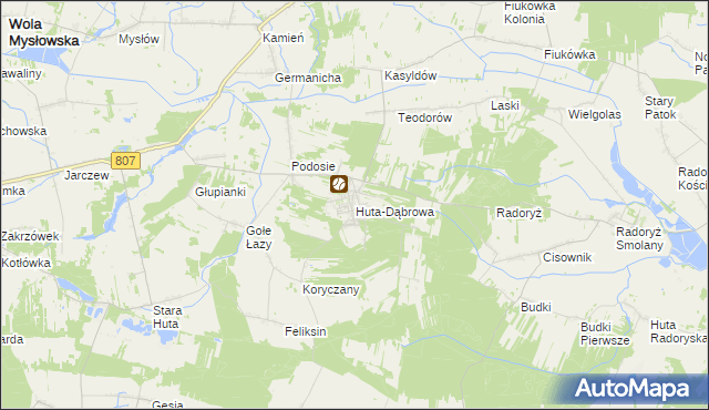 mapa Huta-Dąbrowa, Huta-Dąbrowa na mapie Targeo