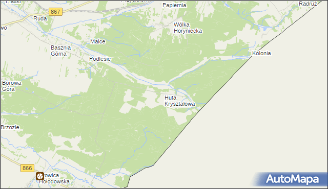 mapa Huta Kryształowa, Huta Kryształowa na mapie Targeo