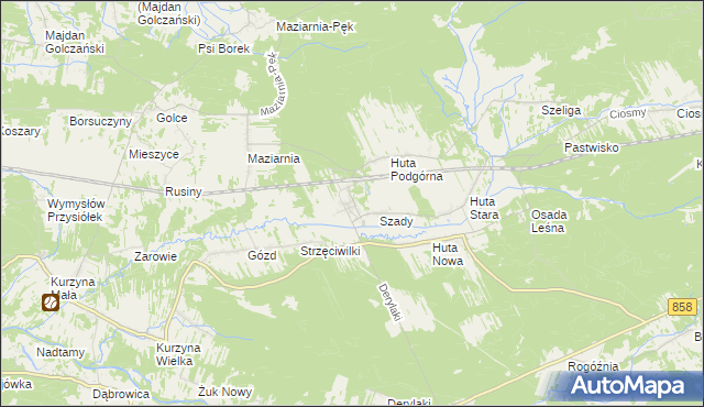 mapa Huta Krzeszowska, Huta Krzeszowska na mapie Targeo