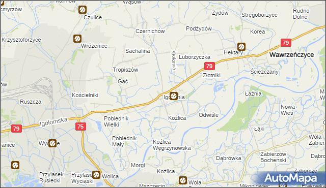 mapa Igołomia, Igołomia na mapie Targeo