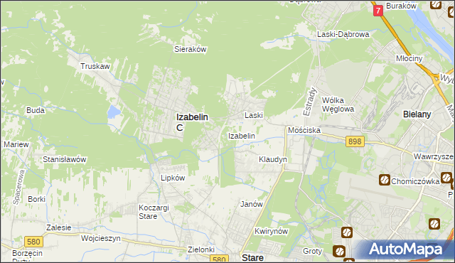 mapa Izabelin powiat warszawski zachodni, Izabelin powiat warszawski zachodni na mapie Targeo