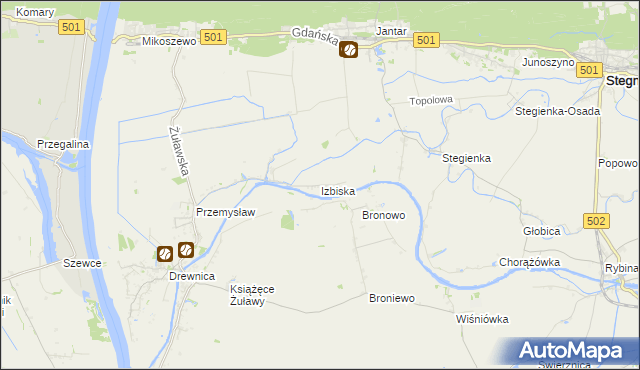mapa Izbiska gmina Stegna, Izbiska gmina Stegna na mapie Targeo