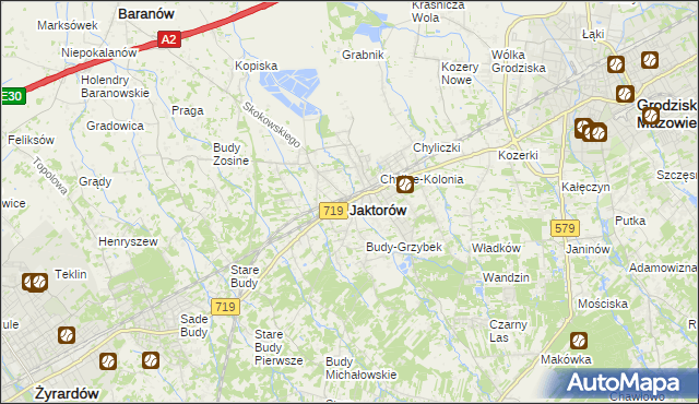 mapa Jaktorów, Jaktorów na mapie Targeo