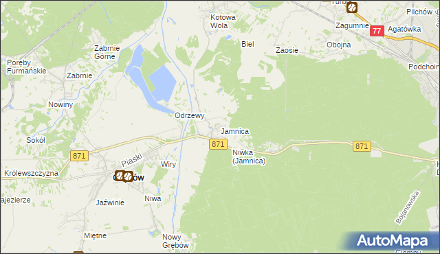 mapa Jamnica gmina Grębów, Jamnica gmina Grębów na mapie Targeo