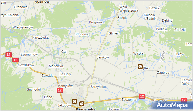 mapa Janików gmina Przysucha, Janików gmina Przysucha na mapie Targeo