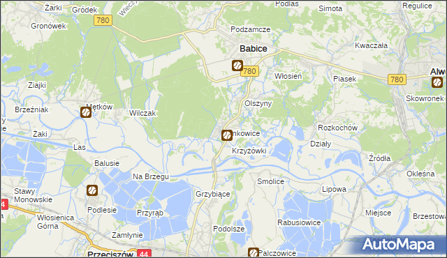 mapa Jankowice gmina Babice, Jankowice gmina Babice na mapie Targeo