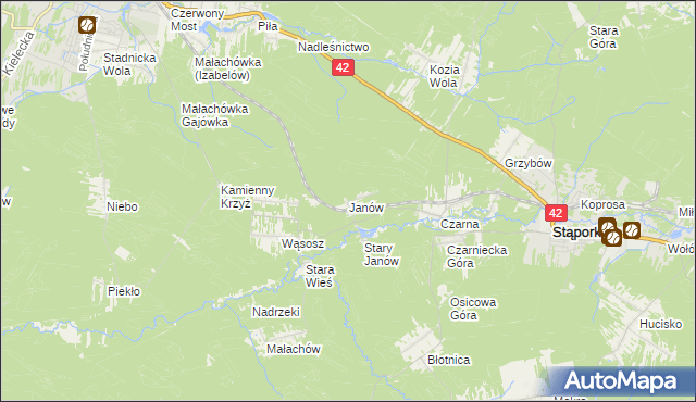 mapa Janów gmina Stąporków, Janów gmina Stąporków na mapie Targeo