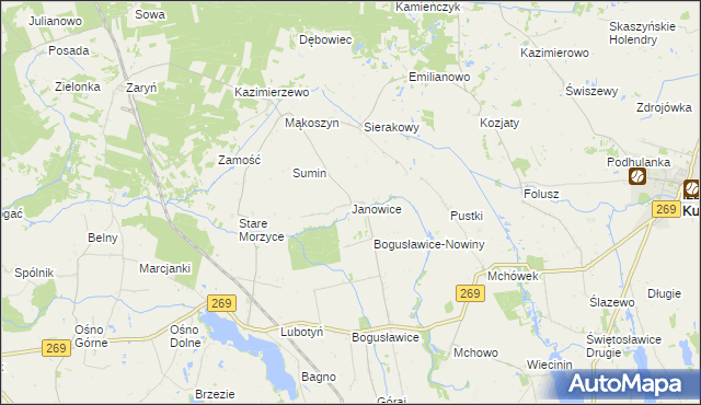 mapa Janowice gmina Babiak, Janowice gmina Babiak na mapie Targeo