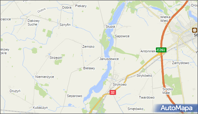 mapa Januszewice gmina Granowo, Januszewice gmina Granowo na mapie Targeo