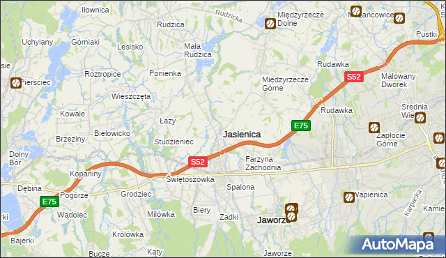 mapa Jasienica powiat bielski, Jasienica powiat bielski na mapie Targeo