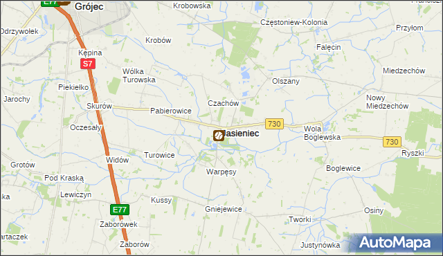 mapa Jasieniec powiat grójecki, Jasieniec powiat grójecki na mapie Targeo
