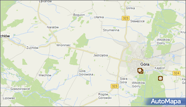 mapa Jastrzębia gmina Góra, Jastrzębia gmina Góra na mapie Targeo
