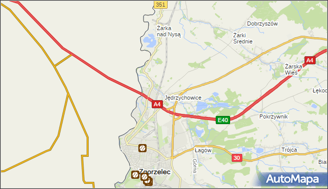 mapa Jędrzychowice gmina Zgorzelec, Jędrzychowice gmina Zgorzelec na mapie Targeo