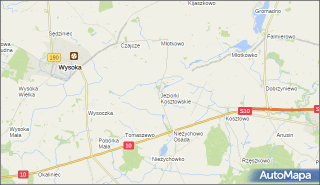 mapa Jeziorki Kosztowskie, Jeziorki Kosztowskie na mapie Targeo