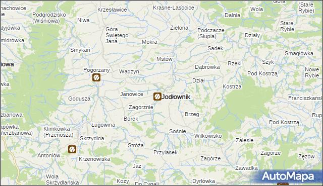 mapa Jodłownik, Jodłownik na mapie Targeo