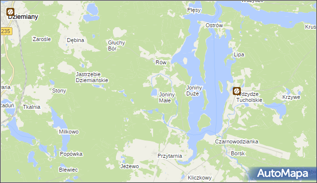 mapa Joniny Małe, Joniny Małe na mapie Targeo