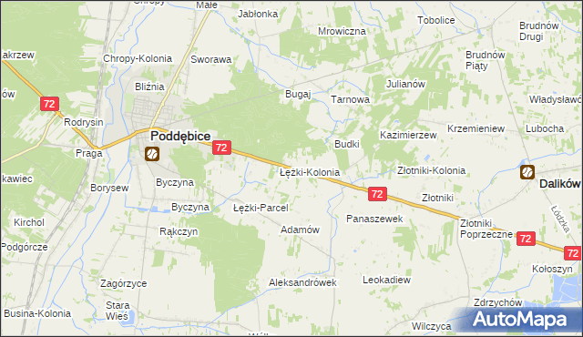 mapa Józefka gmina Poddębice, Józefka gmina Poddębice na mapie Targeo