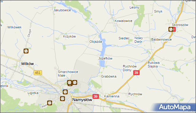 mapa Józefków gmina Namysłów, Józefków gmina Namysłów na mapie Targeo