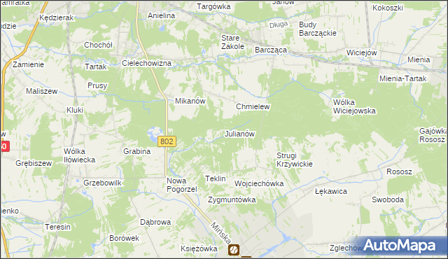 mapa Julianów gmina Siennica, Julianów gmina Siennica na mapie Targeo