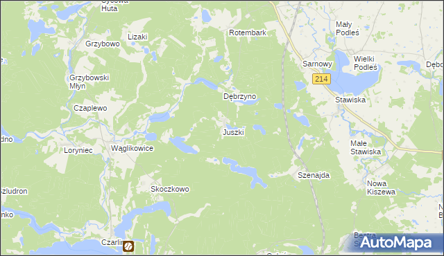 mapa Juszki, Juszki na mapie Targeo