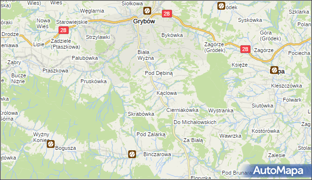 mapa Kąclowa, Kąclowa na mapie Targeo