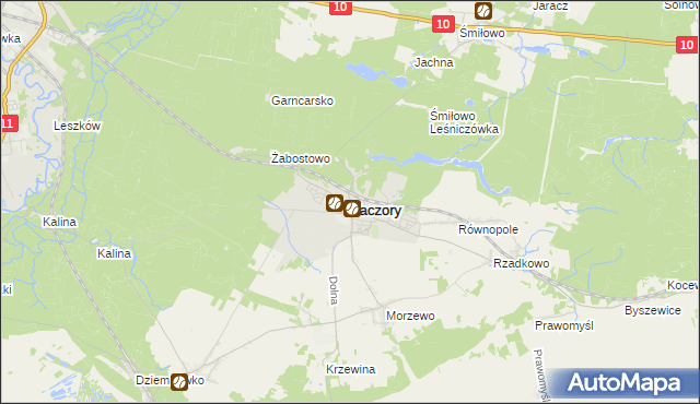 mapa Kaczory powiat pilski, Kaczory powiat pilski na mapie Targeo