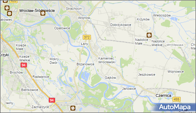 mapa Kamieniec Wrocławski, Kamieniec Wrocławski na mapie Targeo