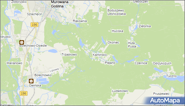 mapa Kamińsko gmina Murowana Goślina, Kamińsko gmina Murowana Goślina na mapie Targeo