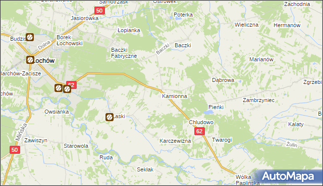 mapa Kamionna gmina Łochów, Kamionna gmina Łochów na mapie Targeo