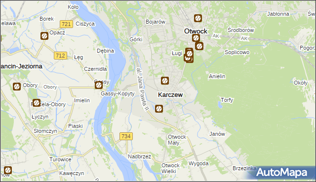 mapa Karczew powiat otwocki, Karczew powiat otwocki na mapie Targeo