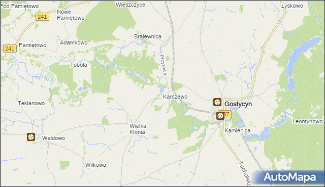 mapa Karczewo gmina Gostycyn, Karczewo gmina Gostycyn na mapie Targeo