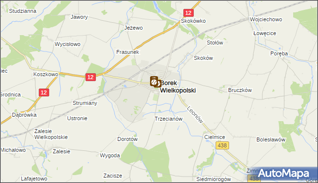 mapa Karolew gmina Borek Wielkopolski, Karolew gmina Borek Wielkopolski na mapie Targeo