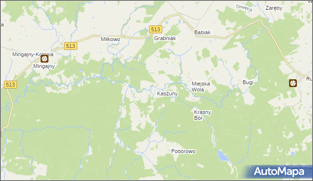 mapa Kaszuny, Kaszuny na mapie Targeo