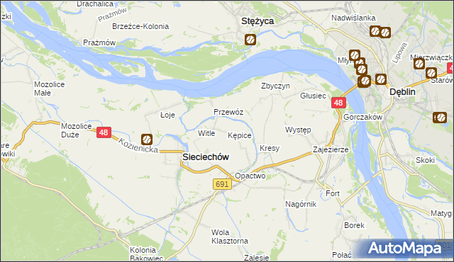 mapa Kępice gmina Sieciechów, Kępice gmina Sieciechów na mapie Targeo