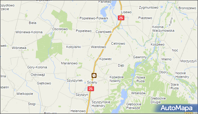 mapa Kijowiec gmina Ślesin, Kijowiec gmina Ślesin na mapie Targeo