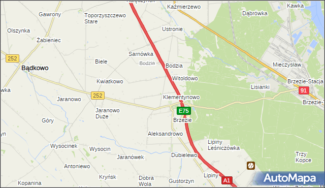 mapa Klementynowo, Klementynowo na mapie Targeo