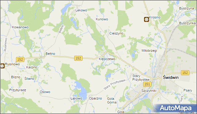 mapa Klępczewo, Klępczewo na mapie Targeo