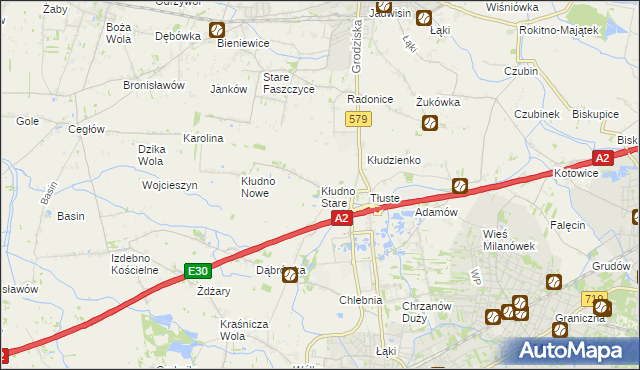 mapa Kłudno Stare, Kłudno Stare na mapie Targeo