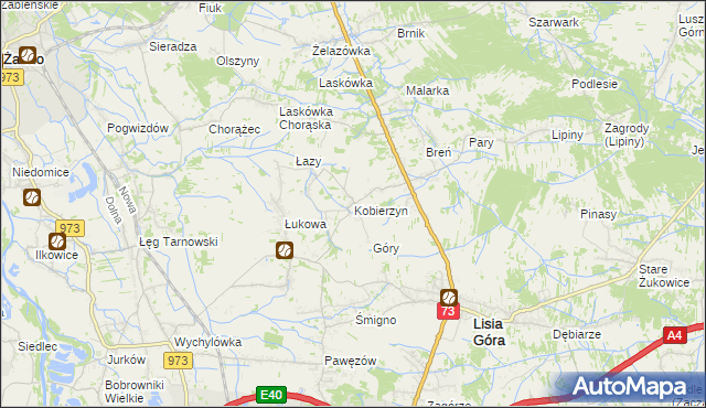 mapa Kobierzyn gmina Lisia Góra, Kobierzyn gmina Lisia Góra na mapie Targeo