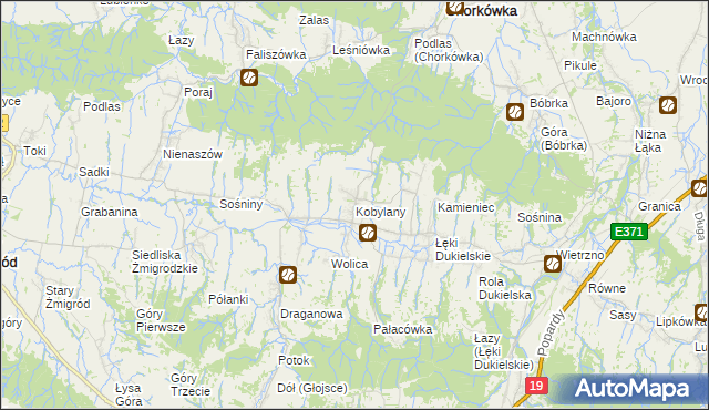 mapa Kobylany gmina Chorkówka, Kobylany gmina Chorkówka na mapie Targeo