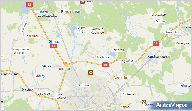 mapa Kochcice, Kochcice na mapie Targeo