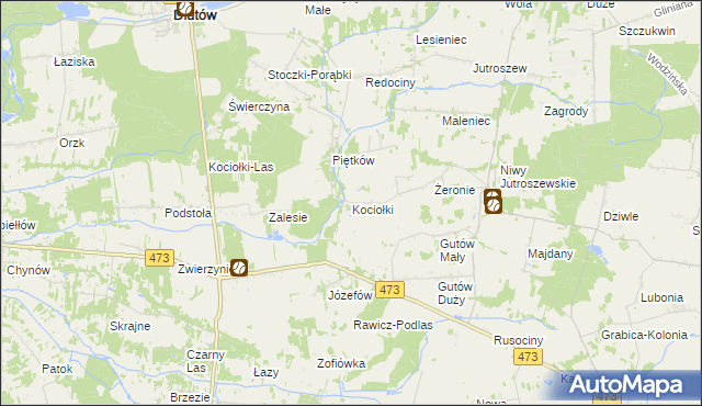 mapa Kociołki gmina Grabica, Kociołki gmina Grabica na mapie Targeo