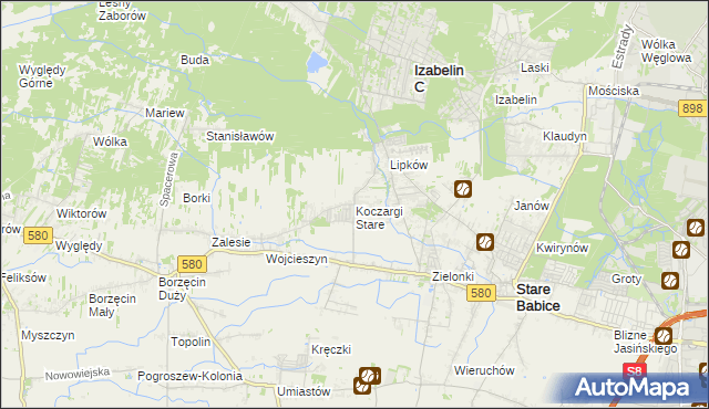 mapa Koczargi Stare, Koczargi Stare na mapie Targeo