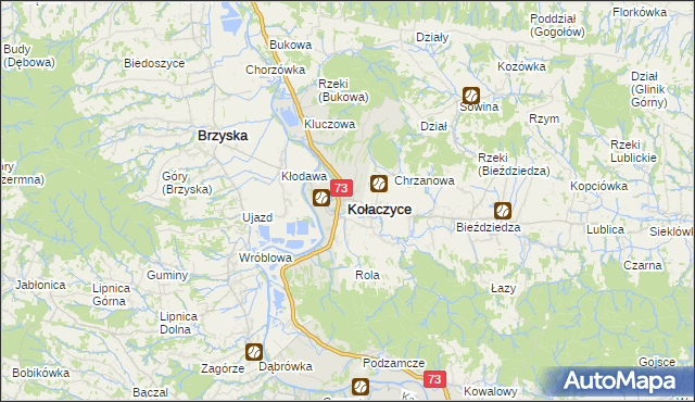 mapa Kołaczyce, Kołaczyce na mapie Targeo